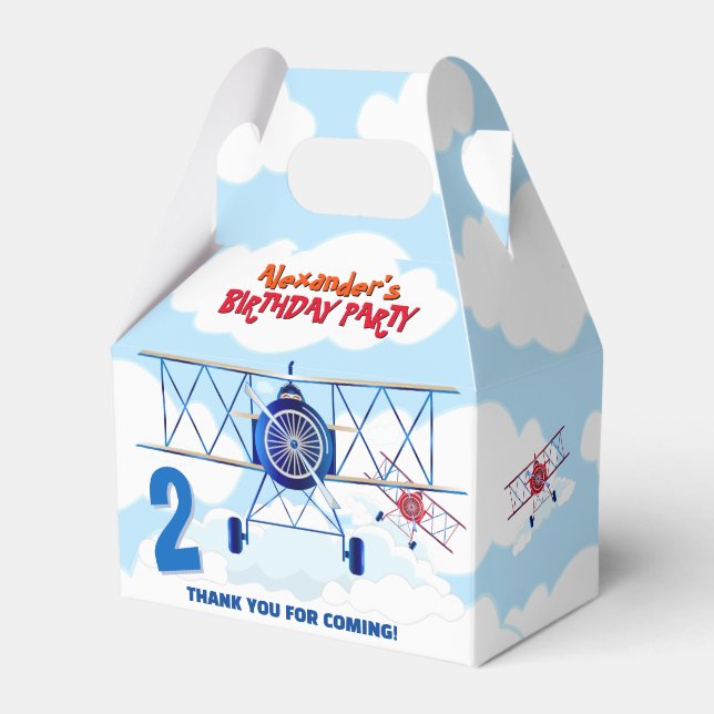 Vintage Aeroplane Airforce Birthday Party Favour Box (Front Side)