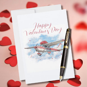 Vintage Aeroplane and Flower Bouquet Photo Funny Holiday Card