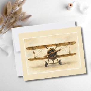 Vintage Aeroplane Antique Biplane Aviation Birthda Postcard