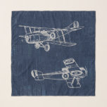 Vintage Aeroplane Art Newspaper Text & Script Styl Scarf<br><div class="desc">A vintage aeroplane art design featuring antique aeroplanes with a newspaper text style on a blue colour script paper background.  Perfect for anyone who loves aviation themed designs and vintage aeroplane artwork.</div>