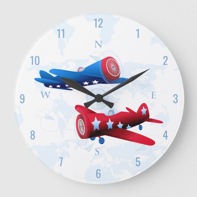 Vintage Aeroplane Aviator Airforce Large Clock (Front)