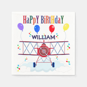 Vintage Aeroplane Aviator Birthday Party Napkin
