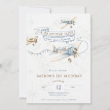 Vintage Aeroplane Aviator Pilot 1st Birthday