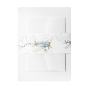 Vintage Aeroplane Aviator Pilot 1st Birthday Invitation Belly Band