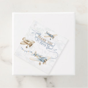 Vintage Aeroplane Aviator Pilot 1st Birthday Thank Favour Tags