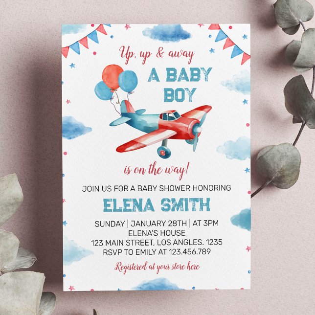 Vintage Aeroplane Baby Boy Baby Shower Invitation (Creator Uploaded)
