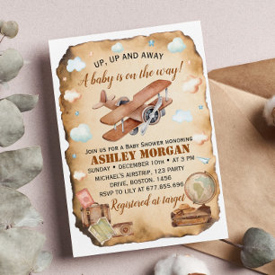Vintage Aeroplane Baby Shower Invitation