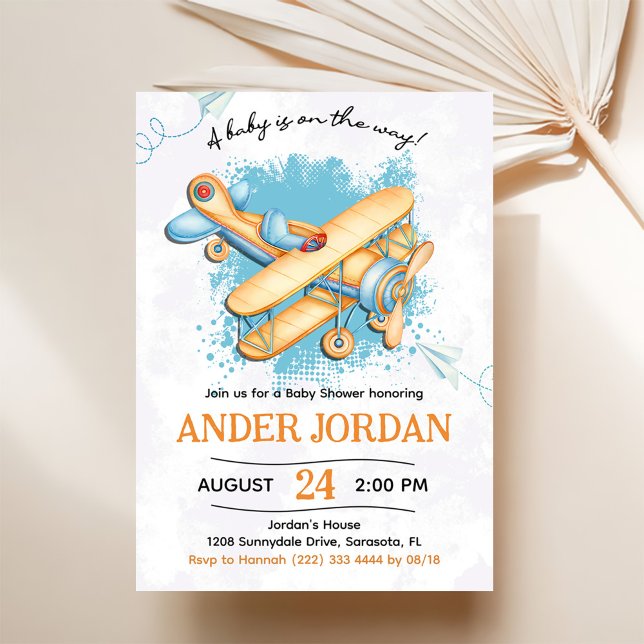 Vintage Aeroplane Baby Shower Party  Invitation (Creator Uploaded)