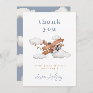 Vintage Aeroplane Baby Shower Thank You Card