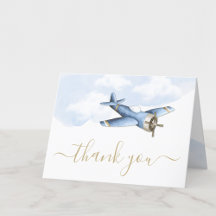 Vintage Aeroplane Baby Shower Thank You Cards
