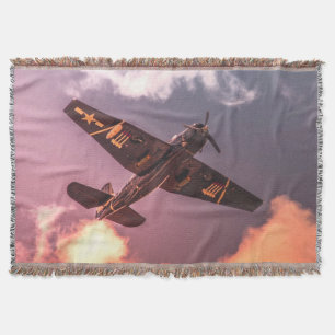 Vintage Aeroplane Beautiful Sky Throw Blanket