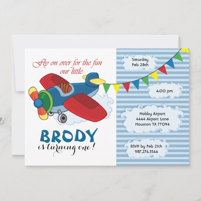 Vintage Aeroplane Birthday Invitation (Front)