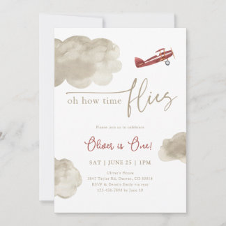 Vintage Aeroplane Birthday Invitation