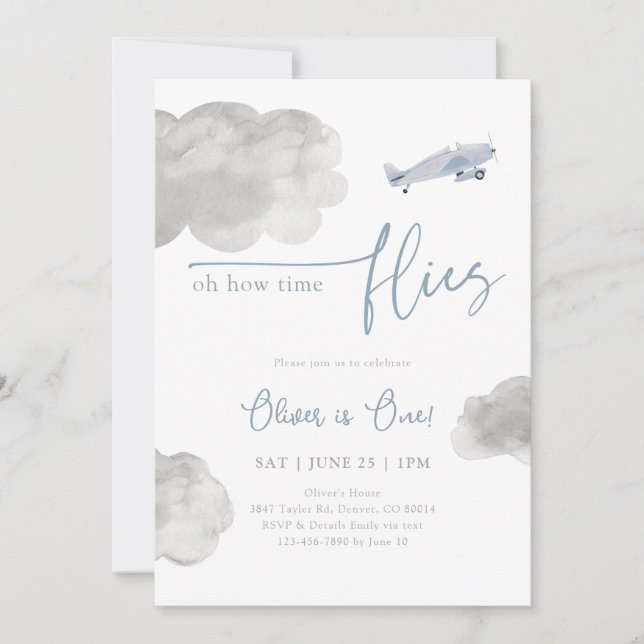 Vintage Aeroplane Birthday Invitation (Front)