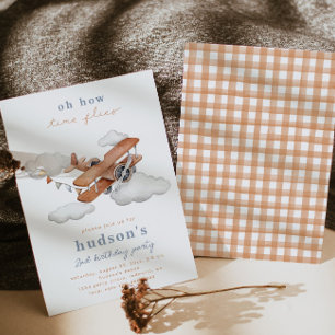 Vintage Aeroplane Birthday Invitation   Plane