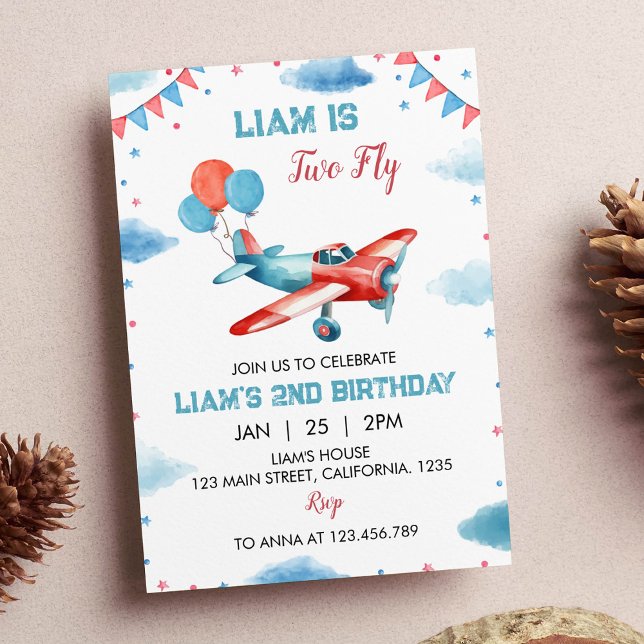 Vintage Aeroplane Birthday Invitation Time Flies (Creator Uploaded)