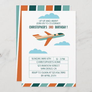 Vintage Aeroplane Birthday Party/Aeroplane Party Invitation
