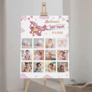 Vintage Aeroplane Birthday Photo Milestone Poster