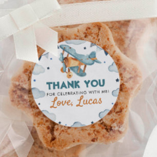 Vintage Aeroplane Birthday Sticker Labels