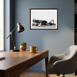 Vintage Aeroplane Black and White Aviation Photo Poster