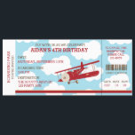 Vintage Aeroplane Boarding Pass Ticket Birthday Invitation<br><div class="desc">Vintage colour aeroplane ticket invitation with cloud background. Perfect for boys birthday party or baby shower.</div>