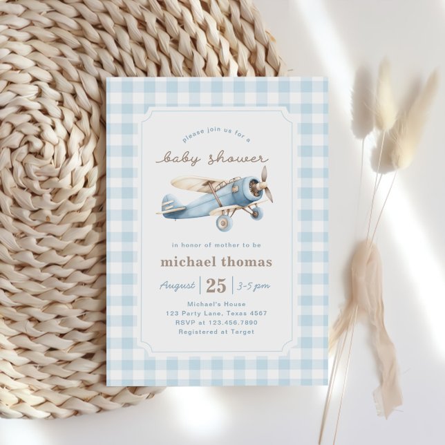 Vintage Aeroplane Boy Baby Shower Invitation (Creator Uploaded)