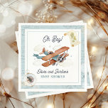 Vintage Aeroplane Boy Travel Baby Shower Napkin<br><div class="desc">Aviation Adventure Collection! 

Captures the essence of adventure and nostalgia with this aviation vintage aeroplane themed baby shower collection. 
Create a cohesive look with coordinating decor,  tableware,  and accessories.</div>