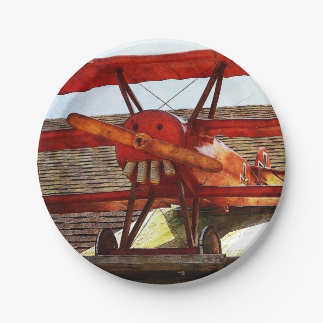 Vintage Aeroplane by Shirley Taylor Paper Plate (Front)