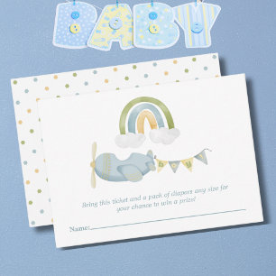 Vintage Aeroplane Clouds Baby Shower Diaper Raffle Enclosure Card