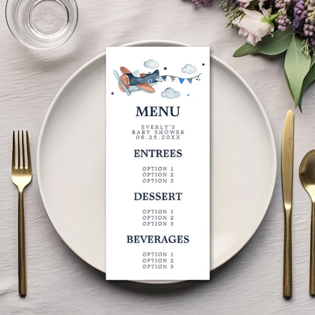 Vintage Aeroplane Clouds Baby Shower Menu (Creator Uploaded)