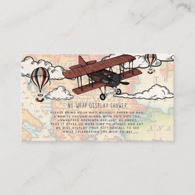 Vintage Aeroplane Display Shower Invitation Insert (Front)