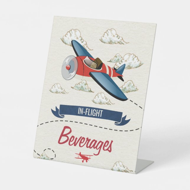 Vintage Aeroplane Drinks Party Sign (Front)