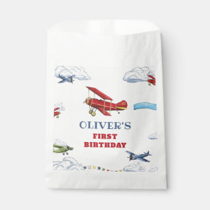 Vintage Aeroplane First Birthday Favour Bags