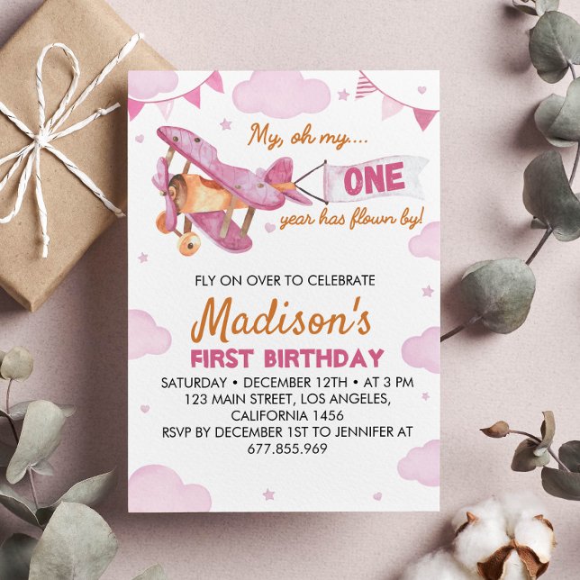 Vintage Aeroplane First Birthday Invitation (Creator Uploaded)