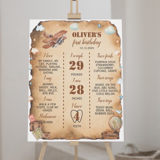 Vintage Aeroplane First Birthday Milestone Sign (Creator Uploaded)
