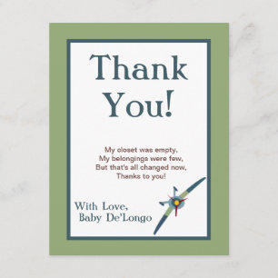 Vintage Aeroplane Flat Thank You Card