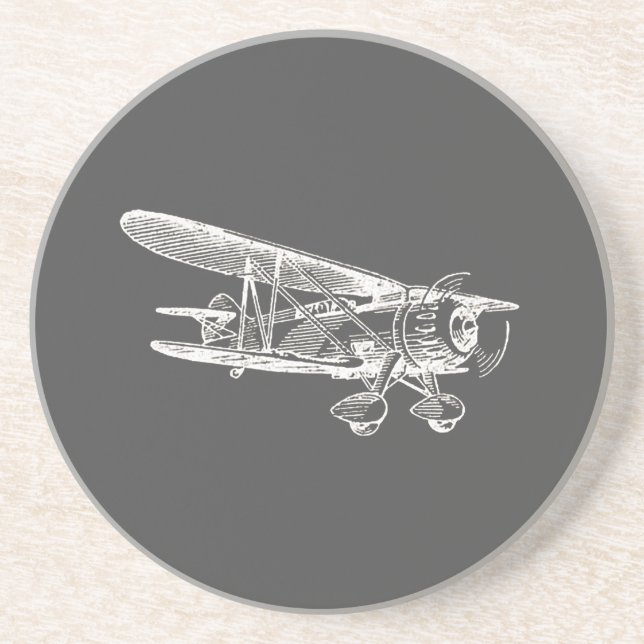 Vintage Aeroplane, Flight Plans Coaster (Front)