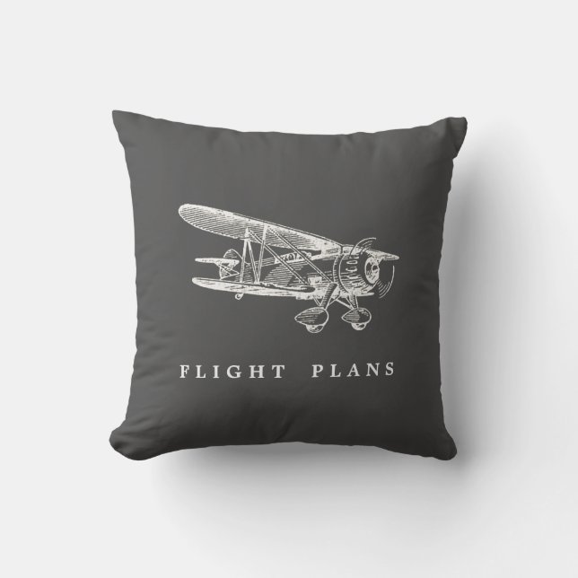 Vintage Aeroplane, Flight Plans Cushion (Front)