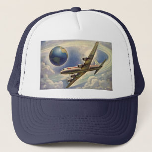 Vintage Aeroplane Flying Around the World in Trucker Hat