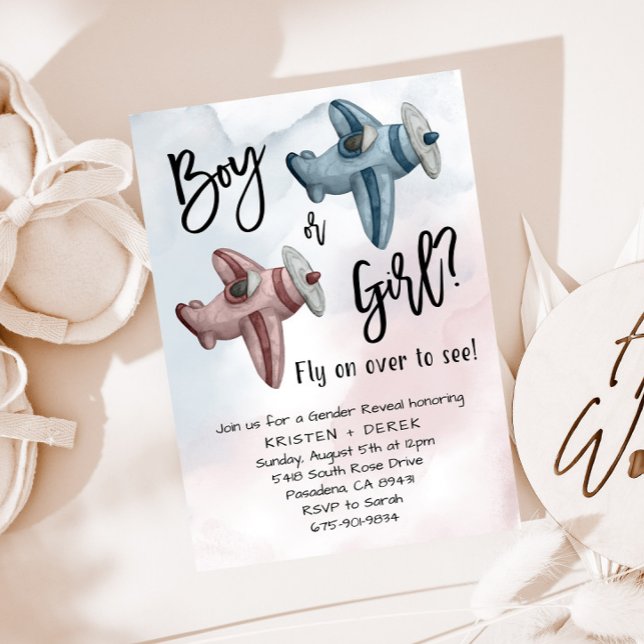 Vintage Aeroplane Gender Reveal Party Invitation (Creator Uploaded)