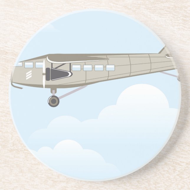Vintage Aeroplane illustration vector Coaster (Front)