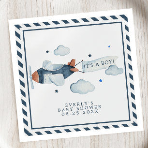 Vintage Aeroplane It's A Boy Baby Shower Napkins