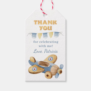 Vintage Aeroplane Kids Toy Thank You Gift Tags