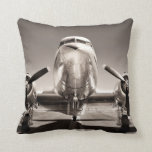 vintage aeroplane on a runway cushion<br><div class="desc">vintage aeroplane on a runway</div>