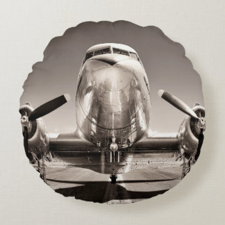 vintage aeroplane on a runway round cushion