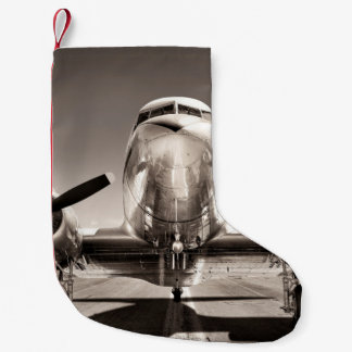 vintage aeroplane on a runway small christmas stocking