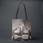 vintage aeroplane on a runway tote bag<br><div class="desc">vintage aeroplane on a runway</div>