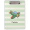 Vintage Aeroplane on Pastel Green Stripes