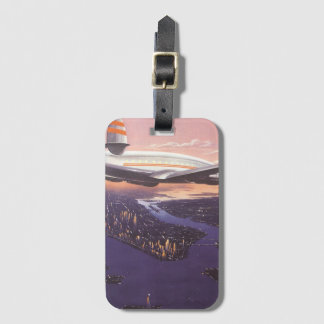 Vintage Aeroplane over Hudson River, New York City Luggage Tag
