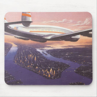 Vintage Aeroplane over Hudson River, New York City Mouse Pad